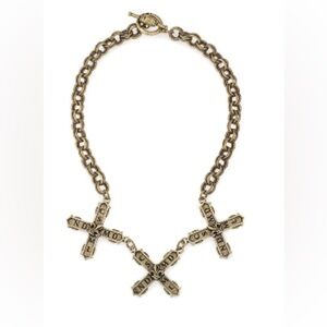 French Kande Brass Provance Chain with Triple French Kiss Pendants